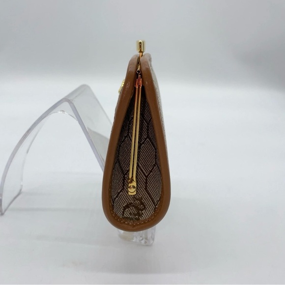 Auth Christian Dior Honeycomb PVC x Leather Beige Clasp Coin Case W/Box - Picture 13 of 13